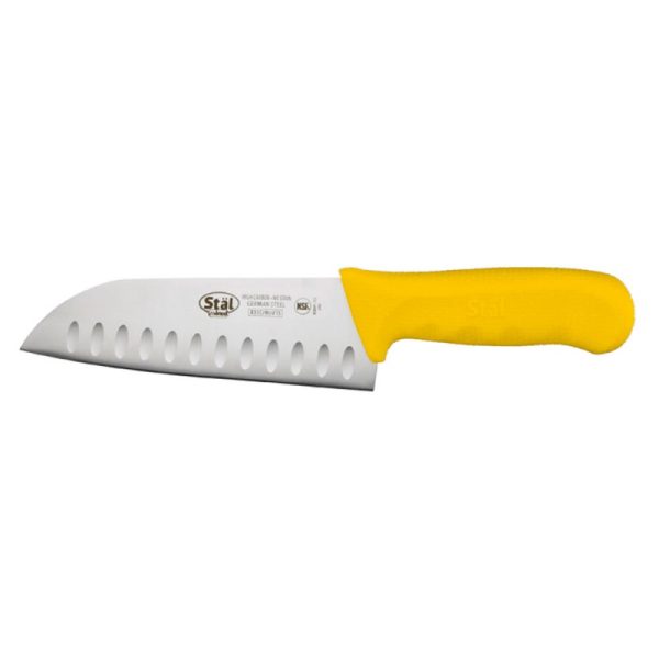 Cuchillo Santoku Hoja 18 Cm Alveolada Mango Amarillo Plástico Staal