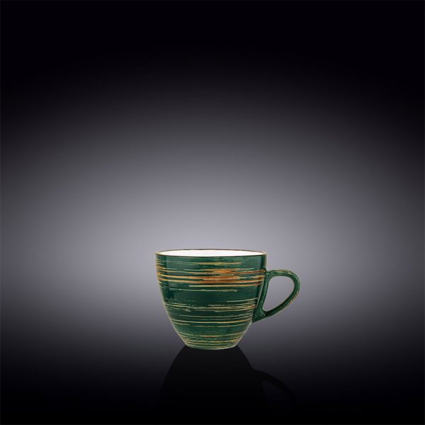 Taza Capuchino c/Platillo 110 Ml Spiral Green Wilmax Boom Color