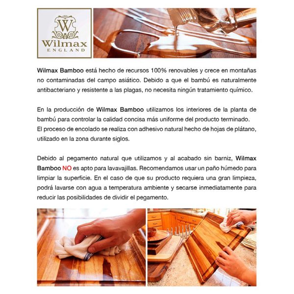 Plato Cuadrado 17,5 x 17,5 Cm Bamboo Wilmax - Imagen 3