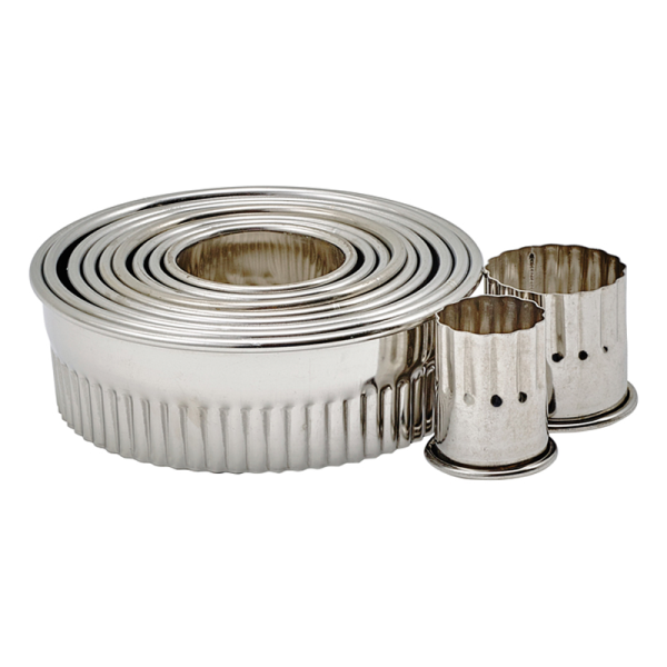 Set 11 Piezas Corta Masa Acero Inox. Redondo Liso De 2.4 Cm a 9 Cm