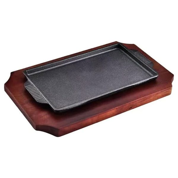Plato Rectangular 25 x 15 Cm Con Asas  Hierro Fundido